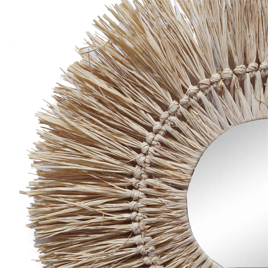 Round Handmade Straw Frame Mirror XRM-2X